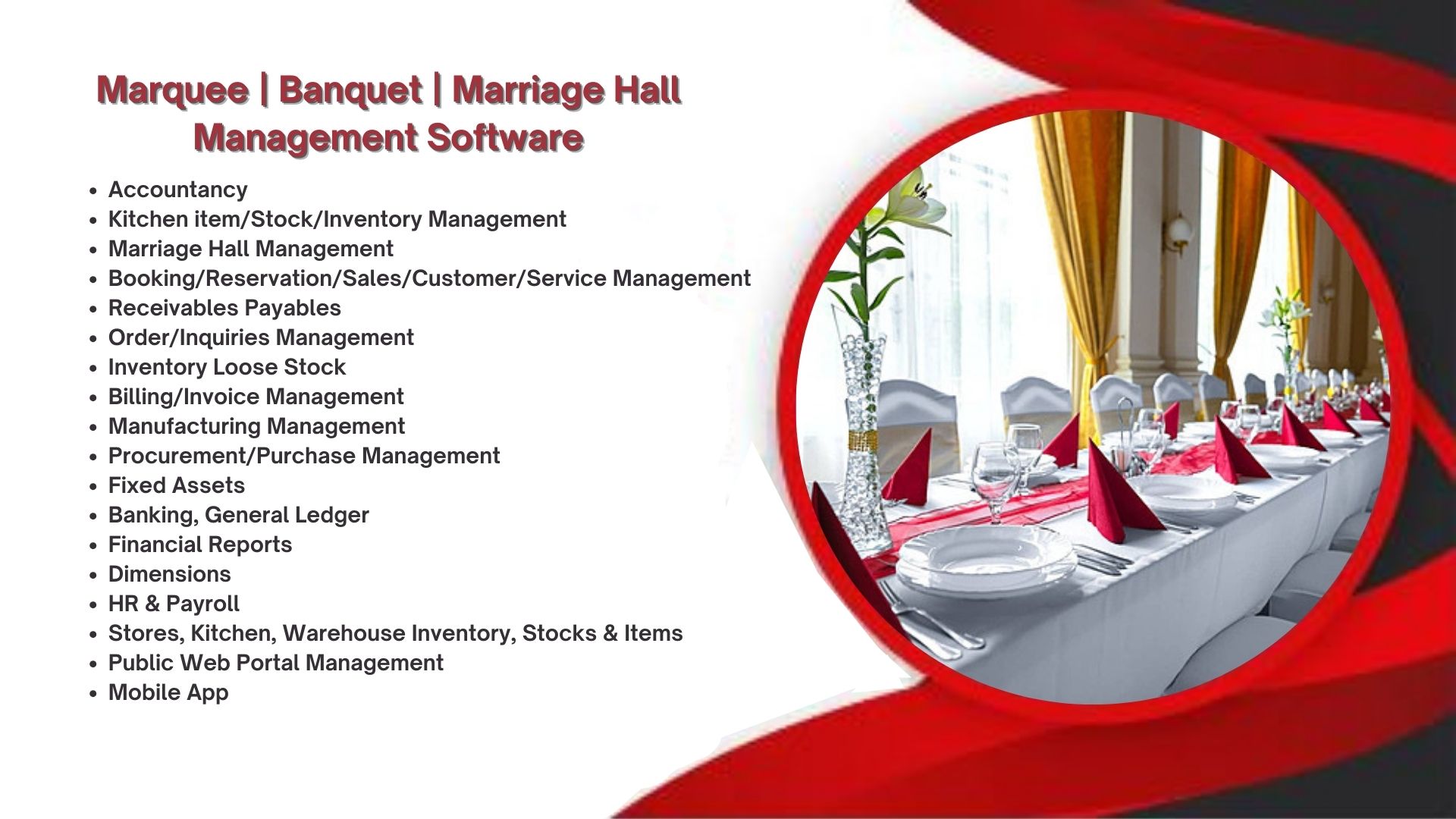 Banquet, Marquee, Marriage Hall Management Software - www.pksoftwares.com Banquet, Marquee, Marriage Hall Management Software - www.pksoftwares.com